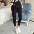 thumbnail image 1 of CawBing Women Comfy Nine Points Harem Pants Women High Waist Solid Color Loose Straight Long Trousers Pockets Casual Women Pant, 1 of 5