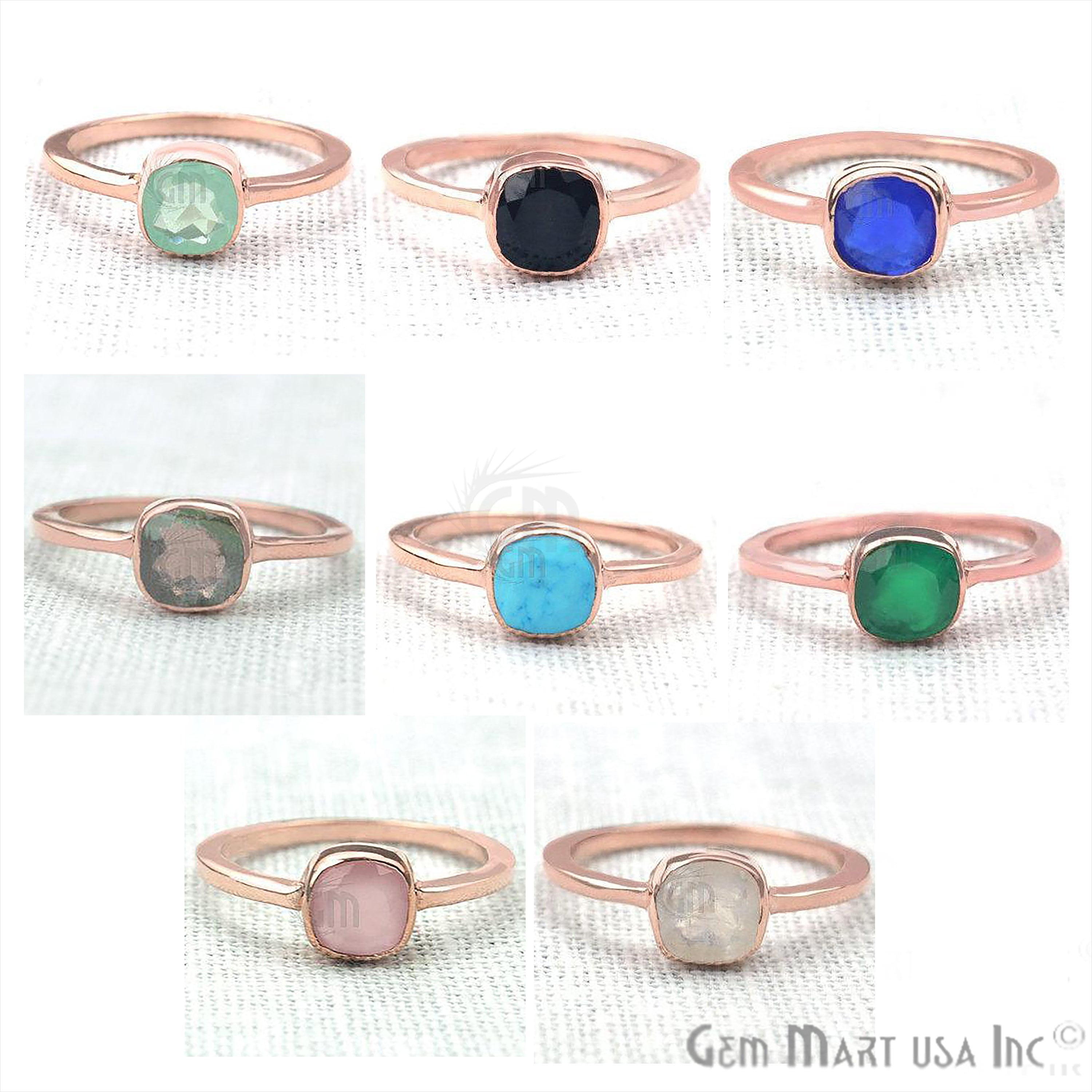 Gemmart Created Blue Opal Silver Plated Cross rose gold engagement ring ladies fashion rings