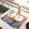 thumbnail image 2 of Yayeee Drying Mat for Kitchen Counter Dishes Microfiber Coffee Decorative Pad, Orange Vibrant Flowers, 2 of 9