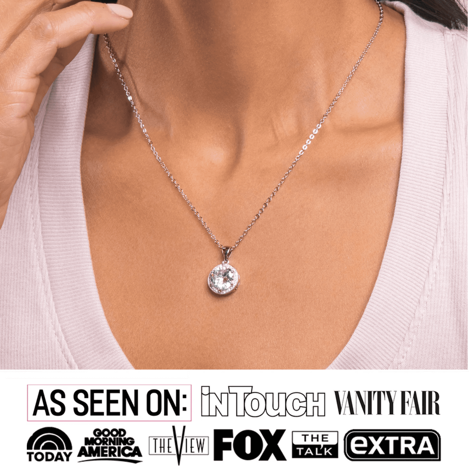 Cate & Chloe Sophia 18k Rose Gold Plated Halo Necklace with Simulated Diamond Crystals for Women