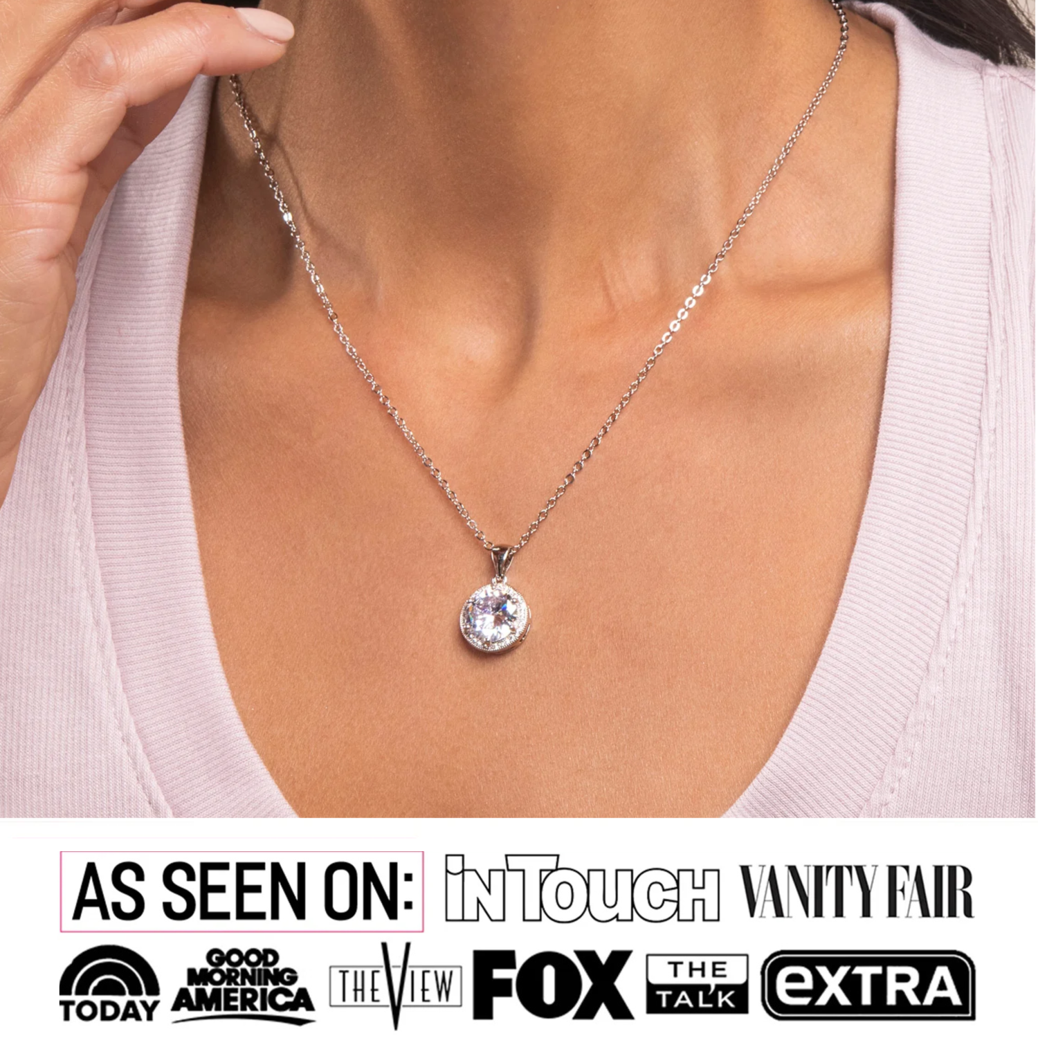 Cate & Chloe Sophia 18K White Gold Halo Necklace photo 2
