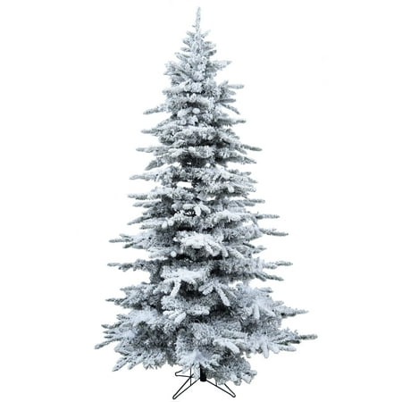 Christmas Time 7.5-Ft Unlit Silverado Pine White Flocked Slim Artificial Christmas Tree with Metal Stand | High Quality Realistic Foliage | Foldable for Easy Storage | Xmas Decor | CT-SV075-NLFL
