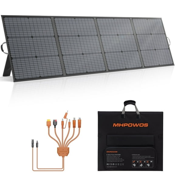 MHPOWOS Portable Solar Panels 220W 40V 23.5% High Efficiency IP67 Waterproof Solar Panel Kit with Adjustable Kickstand for Ecoflow Power Station Outdoor Camping