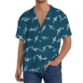 thumbnail image 1 of Balery Cute Shark Camisa Casual de Manga Corta con Botones para Hombre, Texturizada, Estilo Cubano, para Playa, Verano-X-Large, 1 of 5