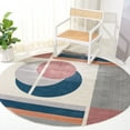 thumbnail image 2 of SAFAVIEH Orwell Clarence Abstract Area Rug, Beige/Dark Teal, 6'7" x 6'7" Round, 2 of 8