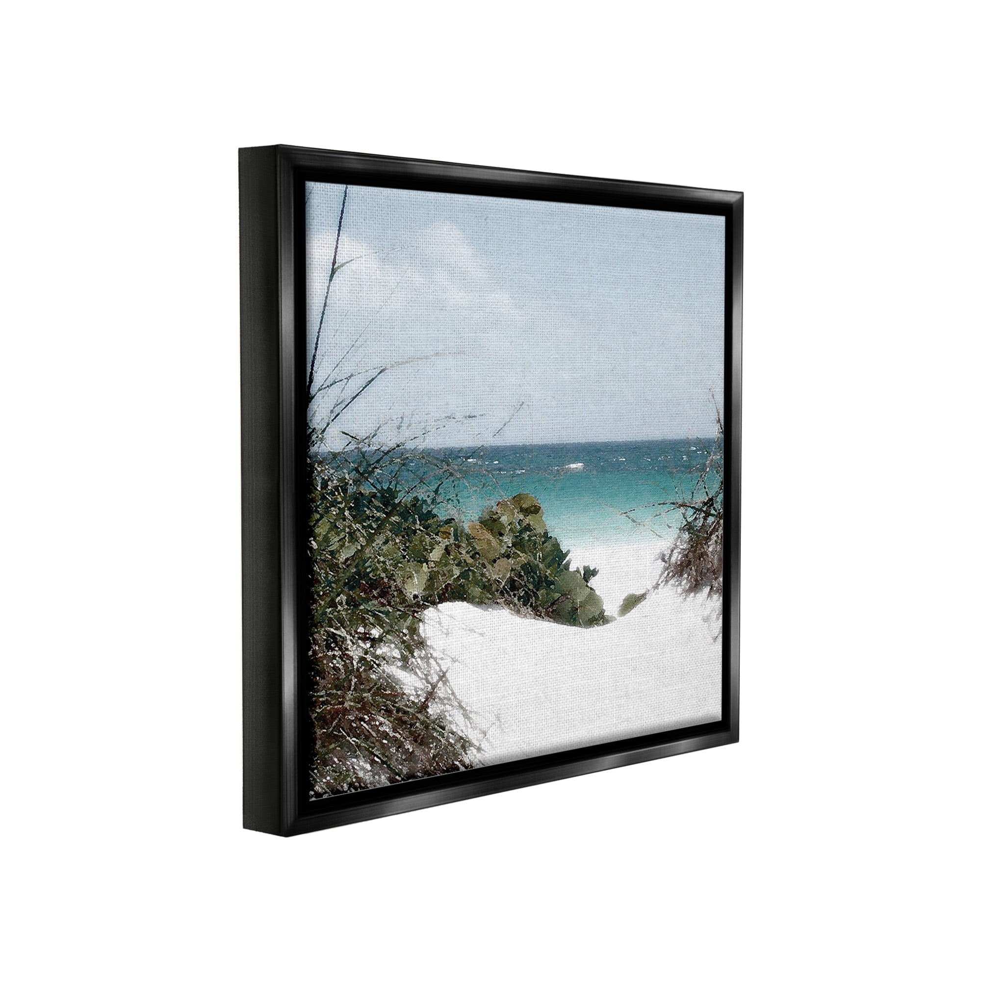 Stupell Industries Clear Beach Scenery Landscape Photography Black Floater Framed Canvas Art Print Wall Art, 18 x 18