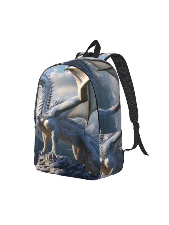 Xecao Mountain White Dragon Canvas College Laptop Backpack, a durable rucksack designed for both men and women, ideal for travel, school, and daily use-Small