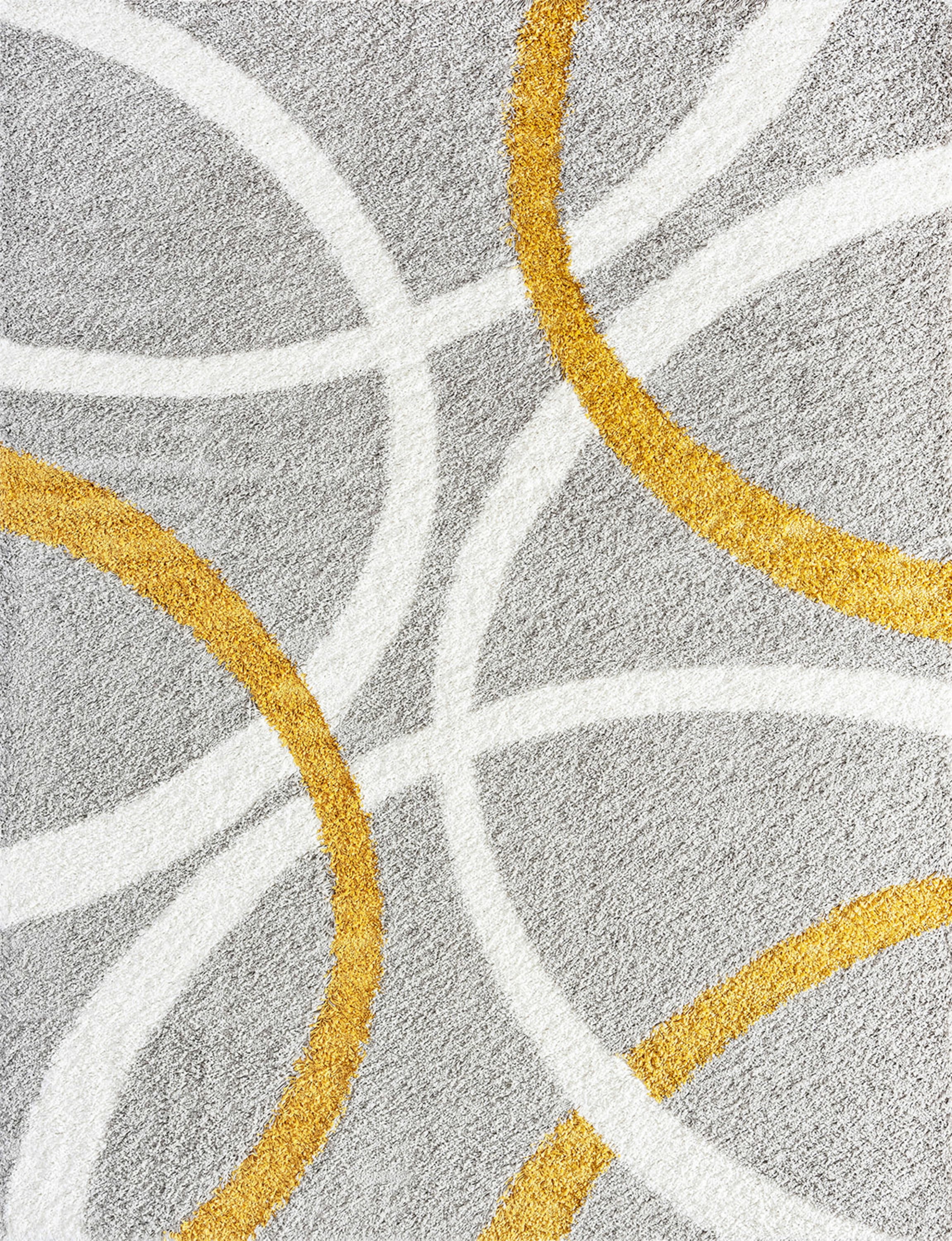 Bliss Rug Abstract Indoor Shag Rug for Living Room, Bedroom, Kids Room |Gray/Yellow, 8' x 10' (7'11''x9'11'')