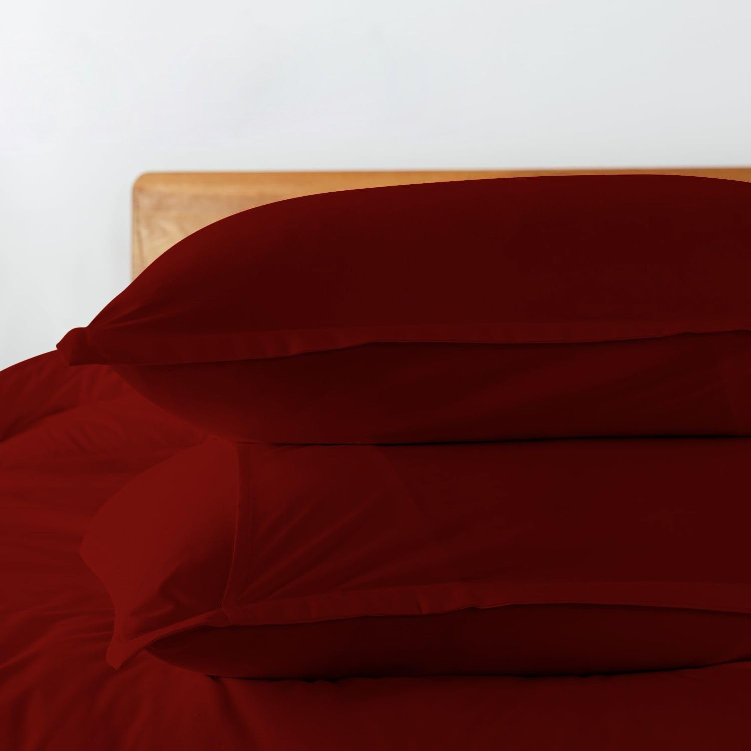 3 Piece Luxury Bottom Tie Pattern Comforter Set, 800 TC, 100% Egyptian Cotton, King/California King Size Burgundy Solid