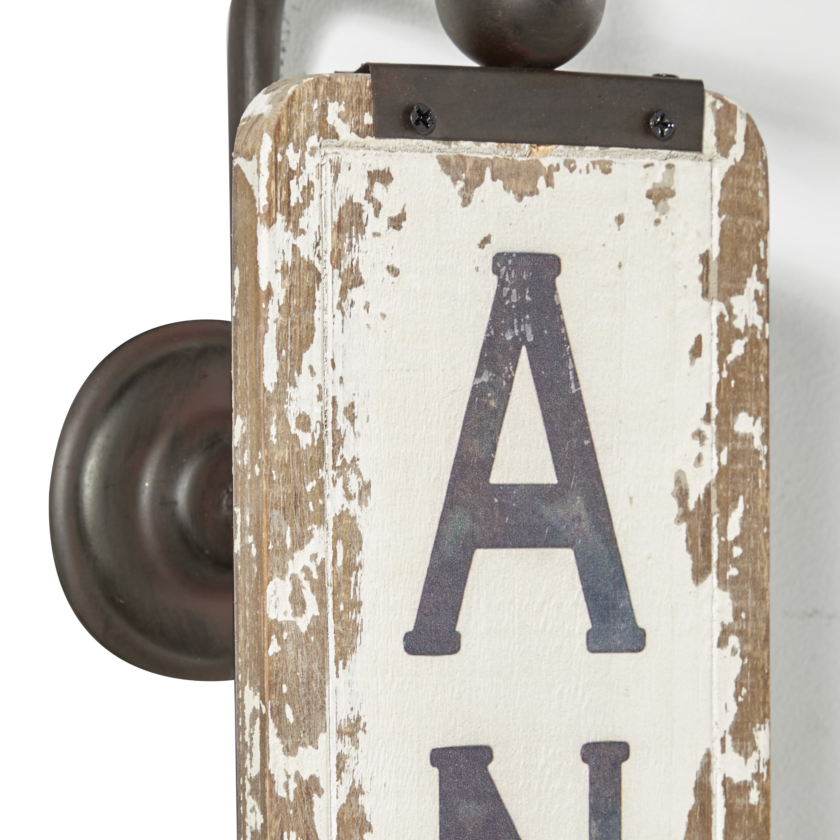 Decmode Rustic Distressed White Wood And Metal Wall Décor 15" x 53"