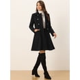 thumbnail image 3 of Unique Bargains Women's Single Breasted Button Velvet Contrast Collar Pea Coat S Black, 3 of 5