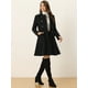 thumbnail image 3 of Abrigo de invierno para mujer Abrigo de guisante con cuello en contraste de terciopelo con botones de un solo pecho Negro L, 3 of 5