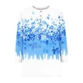 thumbnail image 5 of AUNVITO Women's Print T-Shirt Button Front Round Neck 3/4 Sleeve Casual and Comfortable Loose Fit Top, 5 of 7