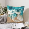thumbnail image 4 of KLL Ocean Wave Crash Decorative Throw Pillow Covers Velvet Soft for Couch Sofa Bedroom Living Room Outdoor (No pillow core)- 20"x20", 4 of 5