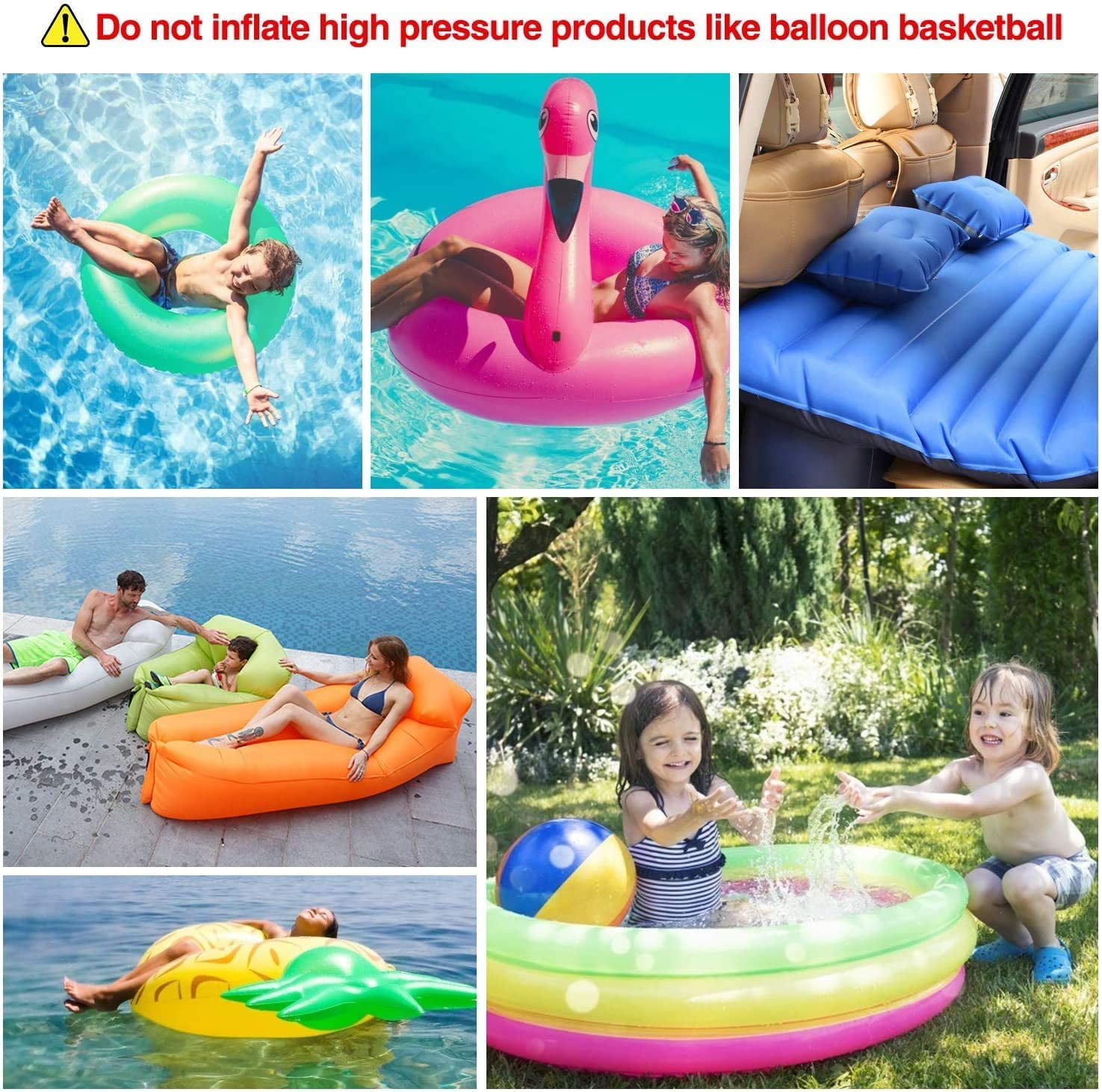 Air Mattress NO Plug-Required Quick-Fill Electric Rechargeable Inflator for Inflating/Deflating Pool Inflatables Air Boat Pumteck Electric Air Pump Exercise Ball 