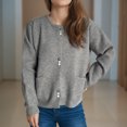 thumbnail image 1 of Styesk Sweaters for Women Open Front Cardigan Sweaters Comfy Warm Cable Knit Clothes Casual Versatile Outfits Button Chunky Cardigan Sweaters with Pockets, 1 of 6