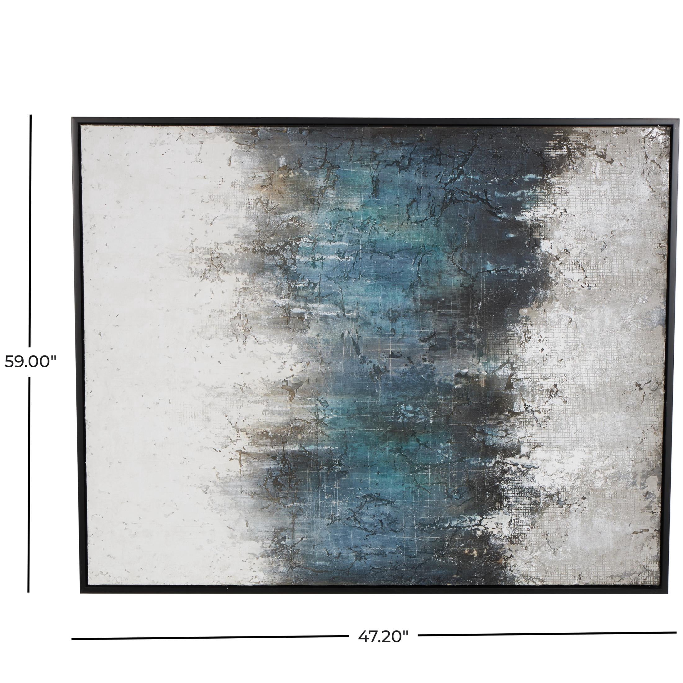 47" x 59" Silver Embellishments Geometric Framed Wall Art with Black Frame, by DecMode