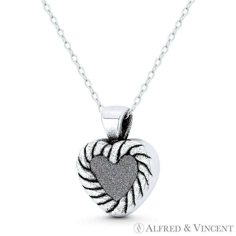 Heart Charm Matte-Finish Centerpiece Twist-Rope Border 21x16mm