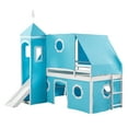 thumbnail image 6 of Harper & Bright Designs Low Loft Bed Twin Size with Slide and Storage Stairs, Wood Loft Bed with Tent & Tower for Boys & Girls, Blue, 6 of 17