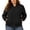 Black (Ladies Jackets), variant on Womens Plus Size Bomber Jacket Full Zip Ribbed Collar Long Sleeve Casual Coat with Pockets