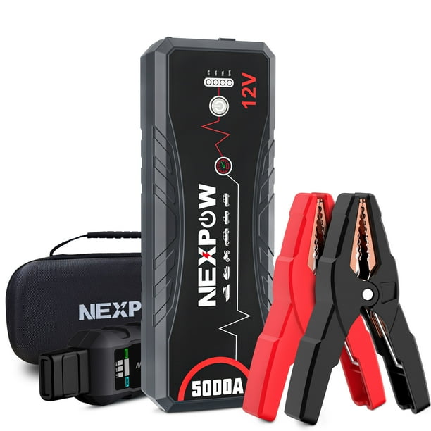 NEXPOW Arrancador de Auto Batería de 5000A Pico 28800mAh, Arrancador de Auto para Todos los Máquina de Gasolina y 12L Diésel, Cargador Batería Automóvil de 12V con Luz LED Incorporada/USB QC3.0