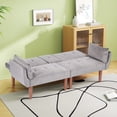 thumbnail image 5 of Leumius 72 Inch Futon Sofa Bed,Velvet Futon Couch with Adjustable Backrest and Cupholders,Suitable for Apartment,Living Room,Small Space,Dark Gray, 5 of 7