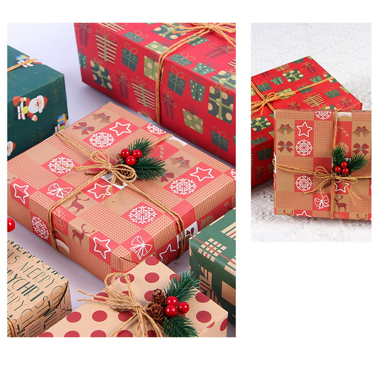  Christmas Wrapping Paper Christmas Wrapping Paper 20''*27.5''  Santa Merry Christmas Lettering Snowflakes Plaid Baby Wrapping Paper Neutral  (F, One Size) : Health & Household