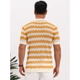 thumbnail image 3 of DARING DIVA Men's Wave Crochet Hollow Out Button Down Striped Shirts M Yellow, 3 of 7
