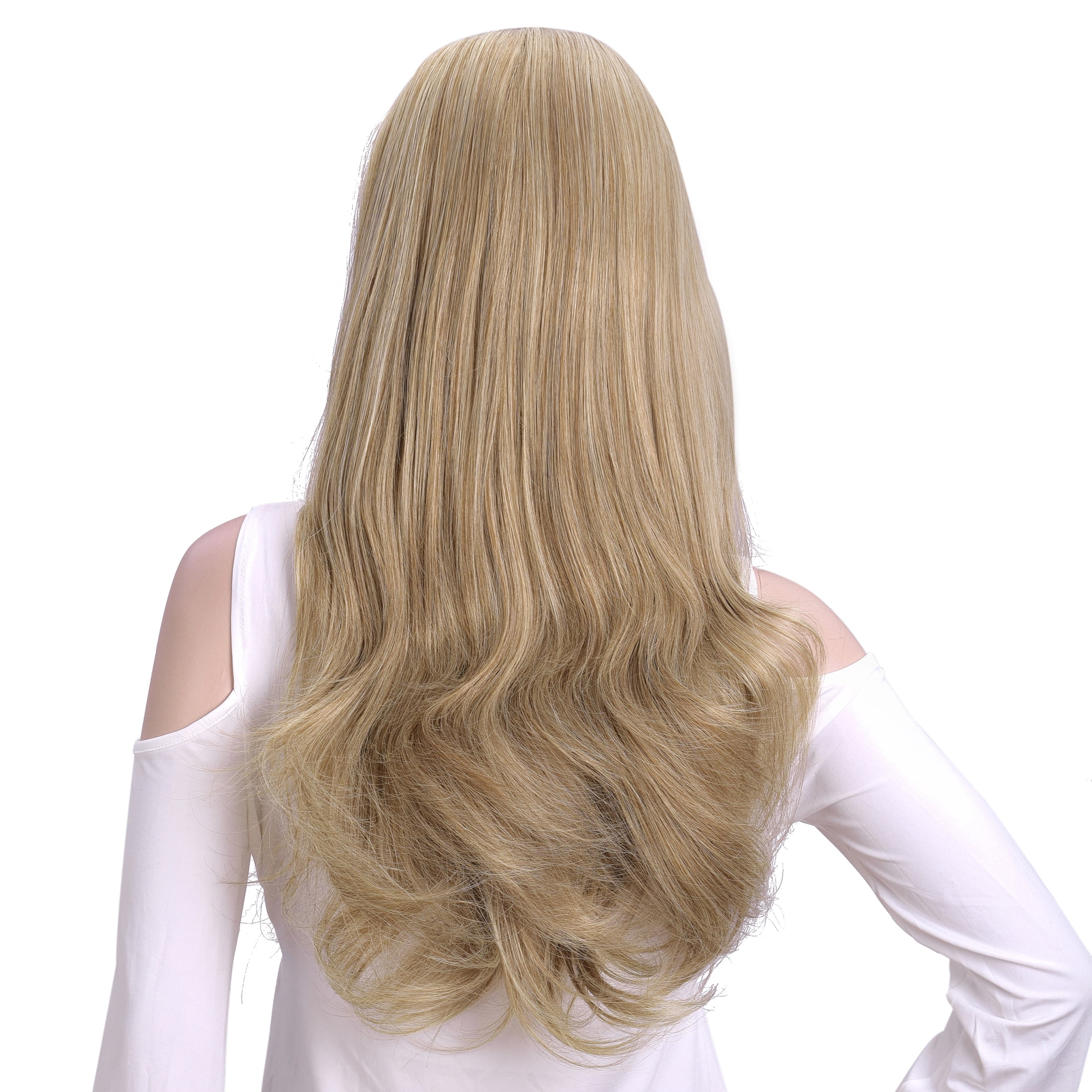 Silike 24" Long Wavy Clip in Half Head Tied Wig Premium Japanese Synthetic Fibers Hair Extensions for Women, 210g, Natural Looking Voluminous Waves for Added Length & Thickness, Heat Resistant