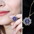 thumbnail image 3 of Rosec Jewels Certified Lab Grown Blue Sapphire Flower Pendant Necklace (AAAA Quality) - with Chain - Ready to Gift for Women, 10K Yellow Gold, 3 of 8