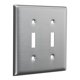 thumbnail image 1 of TayMac WSS-TT Placa de pared estándar de acero inoxidable de 2 unidades con 2 palancas WSS-TT Placa de pared con tapa de salida con tornillos Placa de cubierta para interruptor de luz para 2 dispositi, 1 of 1