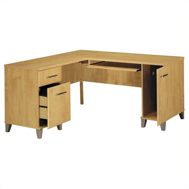 Bush Furniture Somerset 60w L Shaped Desk In Maple Cross