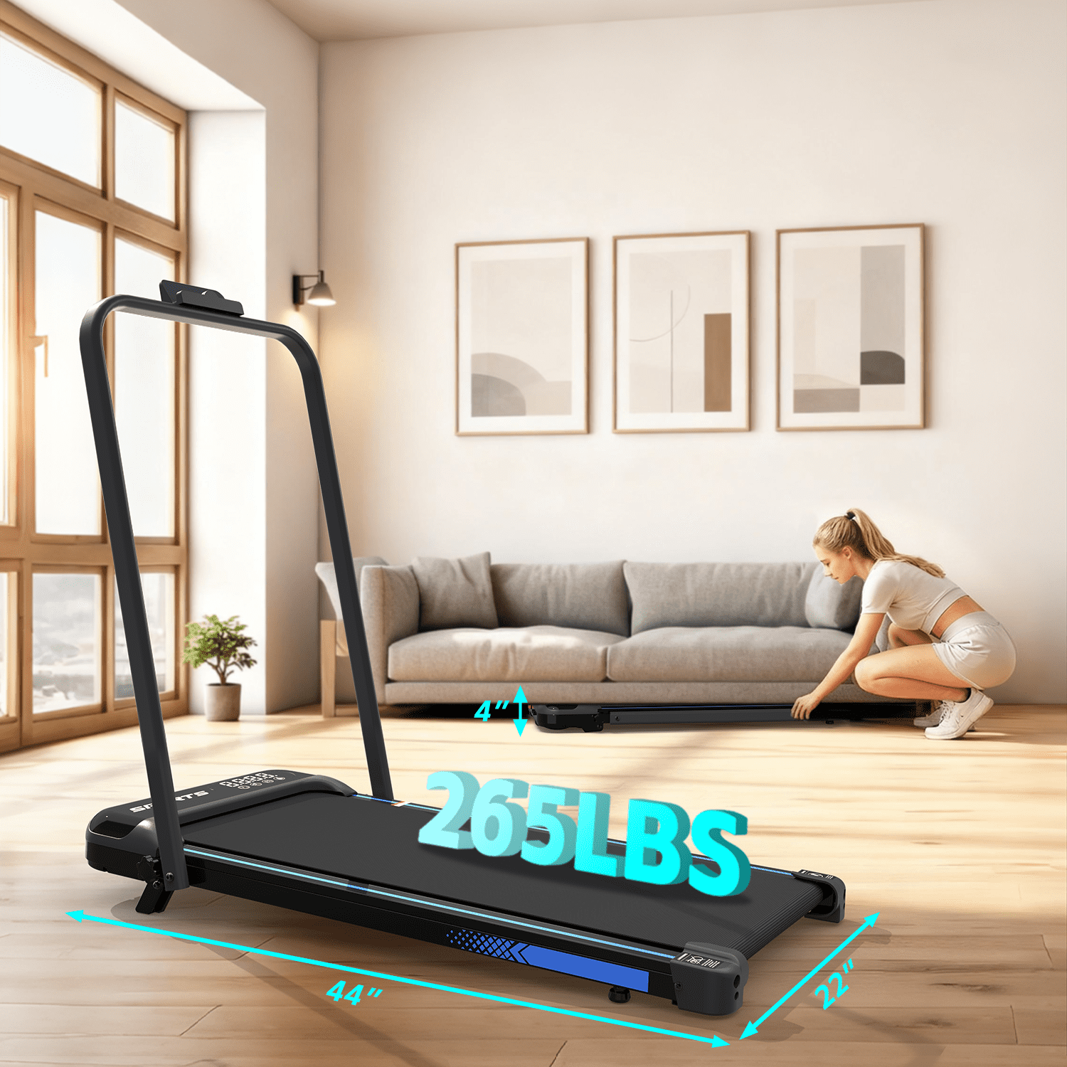Ambifirner 3-in-1 Foldable Under Desk Treadmill with Incline, Walking Pad with Handle Bar for Walking & Jogging, Remote Control & LED Display for Home Office