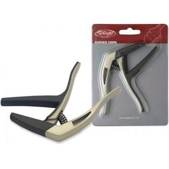 Stagg SCPX-CU/BG Beige Curved Trigger Clamp Style Spring Steel Guitar Capo