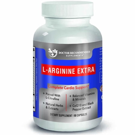 L-Arginine- 90 capsules- 1000 mg Nitric Oxide Formula by Doctor Recommended Supplements - Supports Cardio Health, Nitric Oxide Production , Stamina & More - 1 Month