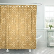 SUTTOM Victorian Yellow Gold Saffron Damask Vintage Girly Ornate Floral Shower Curtain 66x72 inch