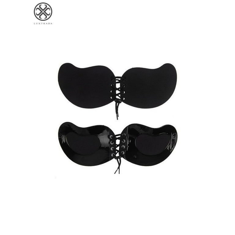 STTOAY Self Adhesive Invisible Bra Push Up Backless Strapless Magic Sticky  Bras for Women, Black