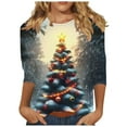 thumbnail image 2 of Elvqul Womens Ugly Shirts Tops 3/4 Sleeve Plus Size Graphic Blue Christmas Crew Neck Shirts for Women Pullover, 2 of 5
