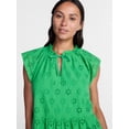 thumbnail image 5 of Time and Tru Women's Tiered Cotton Eyelet Mini Dress with Flutter Sleeves, Sizes XS-XXXL, 5 of 6