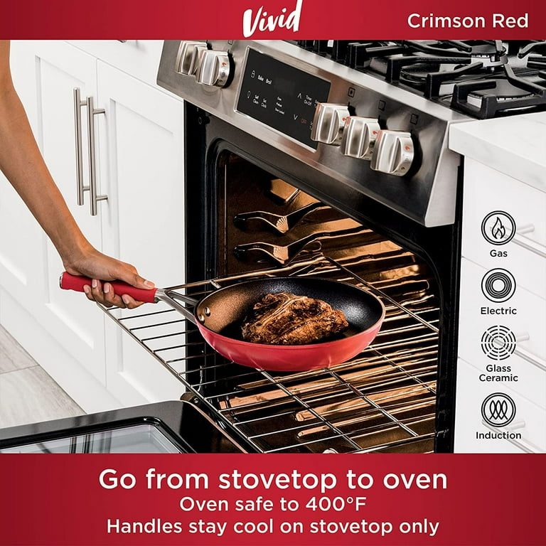 Ninja Foodi NeverStick Vivid Oven Safe All Range 10.25”& 12 Fry Pan  Crimson 4pc