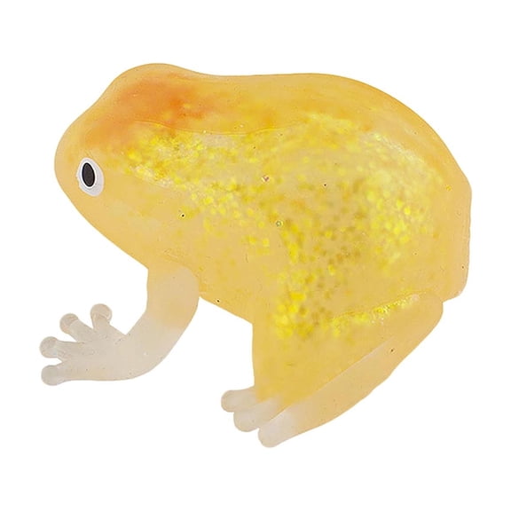 Diceymbol Transparent Glitter Frog Shaped Squeeze Ball, Iridescent Sequins Tactile Stress Relief Accessory, Portable Sparkly Fidget Item for Office Desk Decor & Daily Relaxation 3.1IN