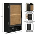 thumbnail image 6 of Kate and Laurel Ori Transitional Cane Wall Cabinet with Door, 15 x 7 x 24, Black and Natural Rattan, Decorative Rattan Over the Toilet Cabinet with Two Shelves and Bonus Storage Cubby, 6 of 12