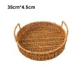thumbnail image 4 of Ounissouiy Bandeja tejida, bandejas de almacenamiento con asa, de pan ligero, cesta de almacenamiento de cocina portátil, sala de estar, Decoración del hogar Goma de flor amarilla 35 cm * 4.5 cm, 4 of 6