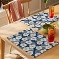 thumbnail image 4 of Blue Flower Placemats Set of 1, Retro Country Farmhouse Blue Floral Linen Non-Slip Place Mats Washable Table Mats for Kitchen Dining Table Decorations Indoor/Outdoor, 4 of 9