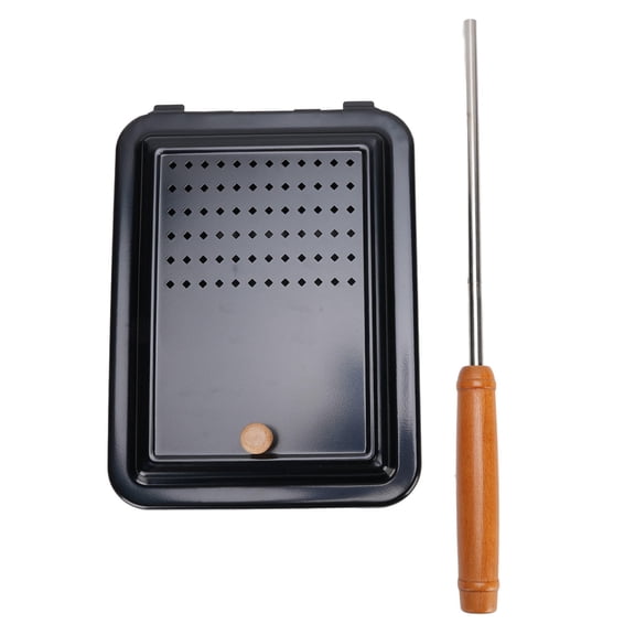 Suodoka Iron Popcorn Grill Tray with Wooden Handle – Compact Manual Stovetop Popcorn Maker for Home, Camping & Backyard Fun
