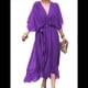 thumbnail image 2 of Vestido de Talla Grande para Mujer, Corta, Cruzado, Cuello en V, Abertura Alta, Volantes, . Púrpura XXL, 2 of 5