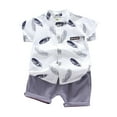 thumbnail image 2 of Infant Boy Clothes Toddler Boys Kids Unisex Spring Summer Cotton Button Printed Sleeveless Beach 3 6 12 18 24 Months 3T T-shirt Tops Shorts 2PCS Set Tops+Shorts 2-Piece, 2 of 5