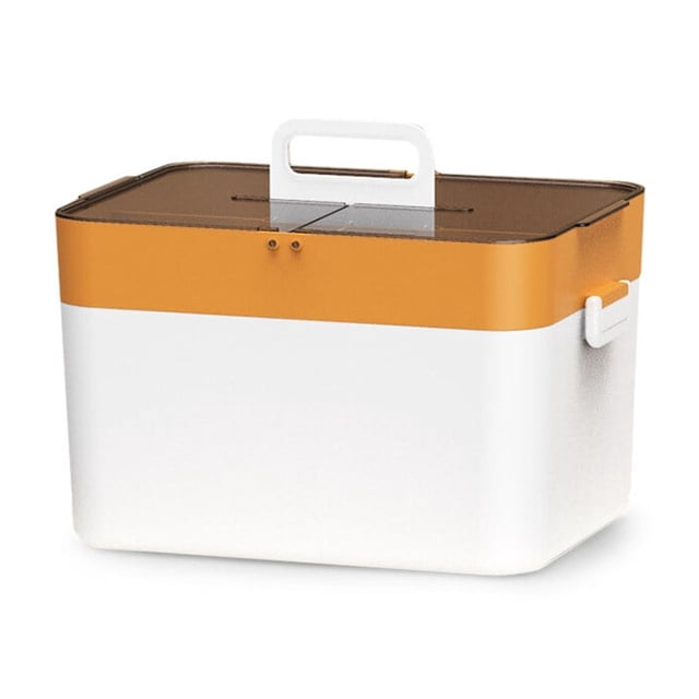 Medicine Box 2 Layers Storage Large Capacity Containers Chest Medical Transparent Household Health Care Survival with Handle Yellow