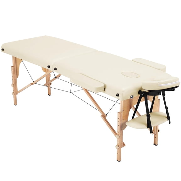 LibraMAl Massage Table Lash Bed Portable Massage Spa Bed Beauty Tattoo Table Adjustable for Eyelash Tech Physical Therapy Couch, Cream