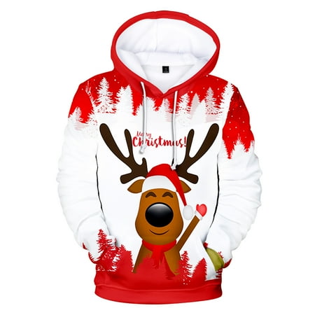 

jsaierl Christmas Hooded Sweatshirt Women Long Sleeve Merry Christmas Graphic Top Funny Crewneck Sweatshirt Plus Size Pullover Christmas Gifts for Women